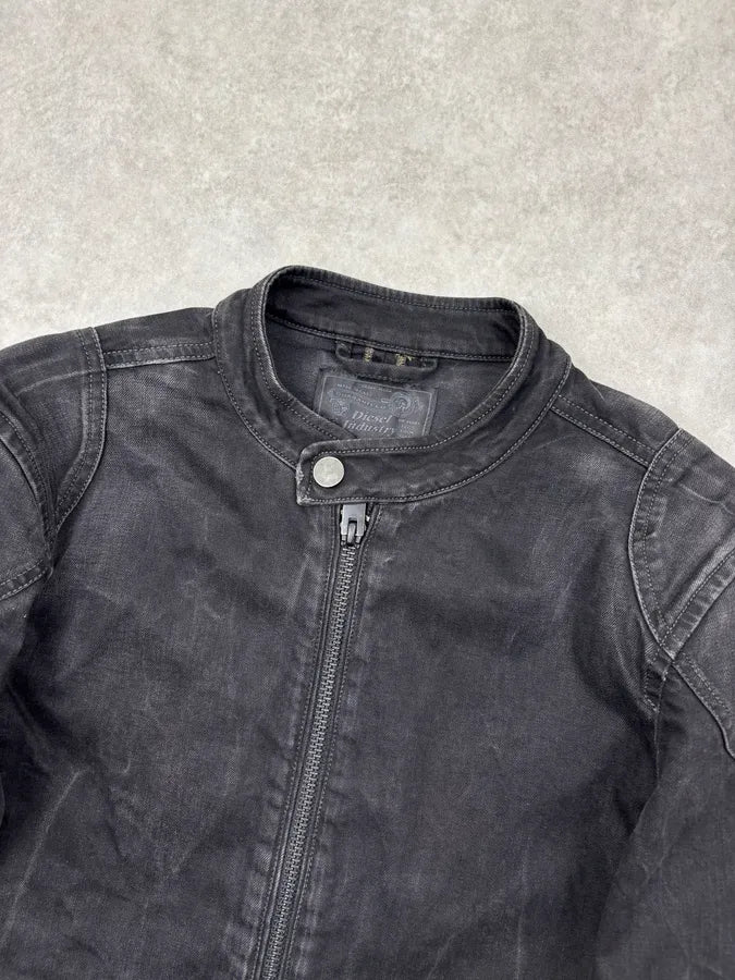 Diesel Black Eroded Biker Denim Jacket foAZFiJ 3