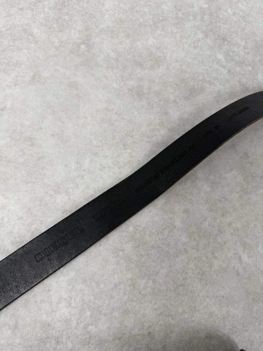 Diesel Black Embroidered Purple & Pink Pattern Belt tPCiKUA 5