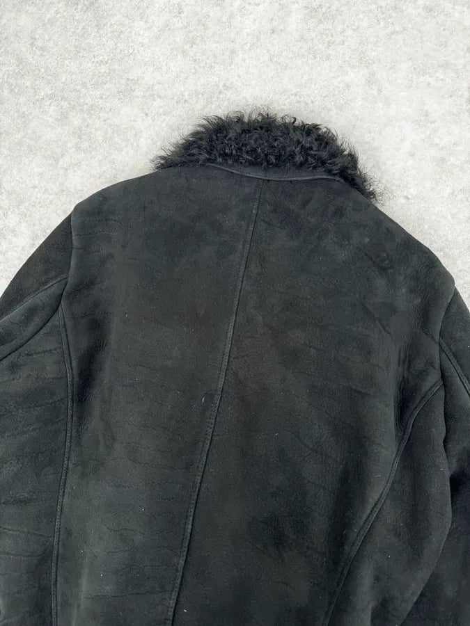 Diesel Sample Black Gold Astro Biker Shearling Asymmtrical Jacket LTfjgCe 6