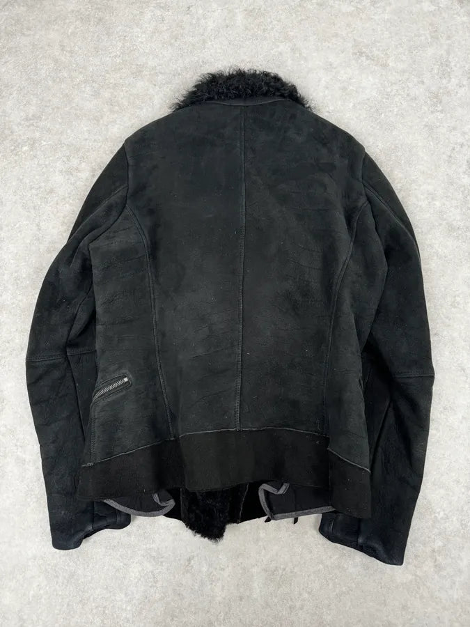 Diesel Sample Black Gold Astro Biker Shearling Asymmtrical Jacket LTfjgCe 3