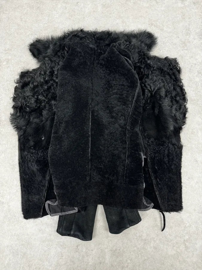 Diesel Sample Black Gold Astro Biker Shearling Asymmtrical Jacket LTfjgCe 7