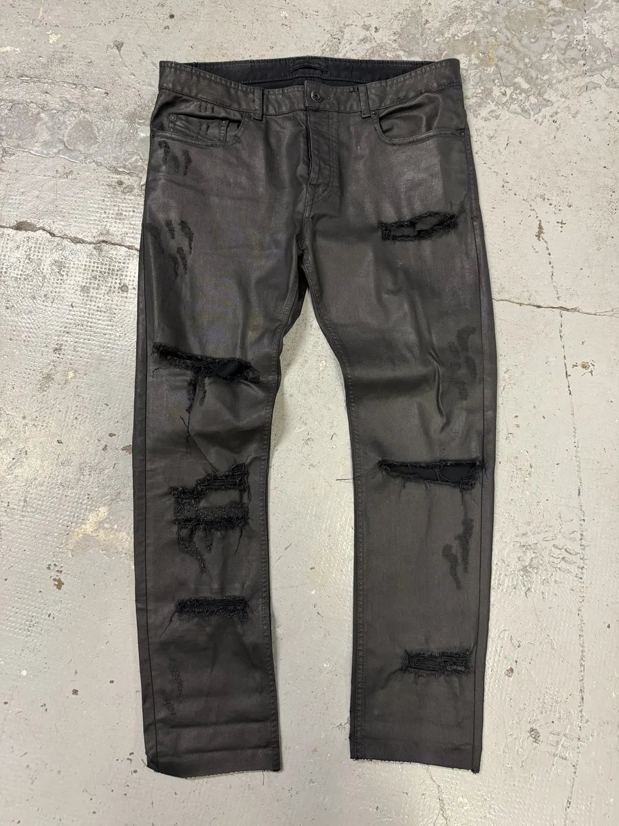 Diesel Black Gold Black Waxed Effect Leather Obscure Pants ARDeJgp 0