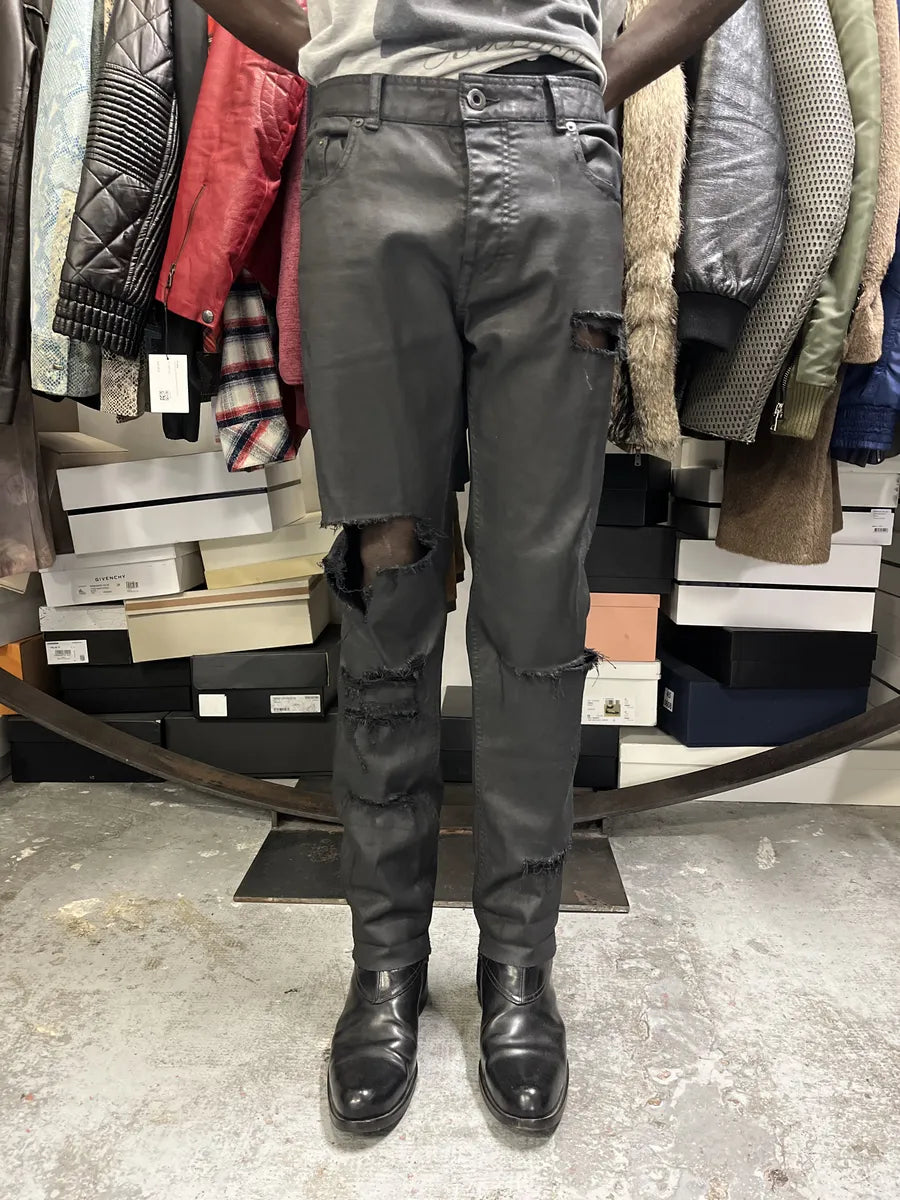 Diesel Black Gold Black Waxed Effect Leather Obscure Pants ARDeJgp 1