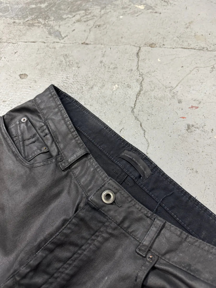 Diesel Black Gold Black Waxed Effect Leather Obscure Pants ARDeJgp 10