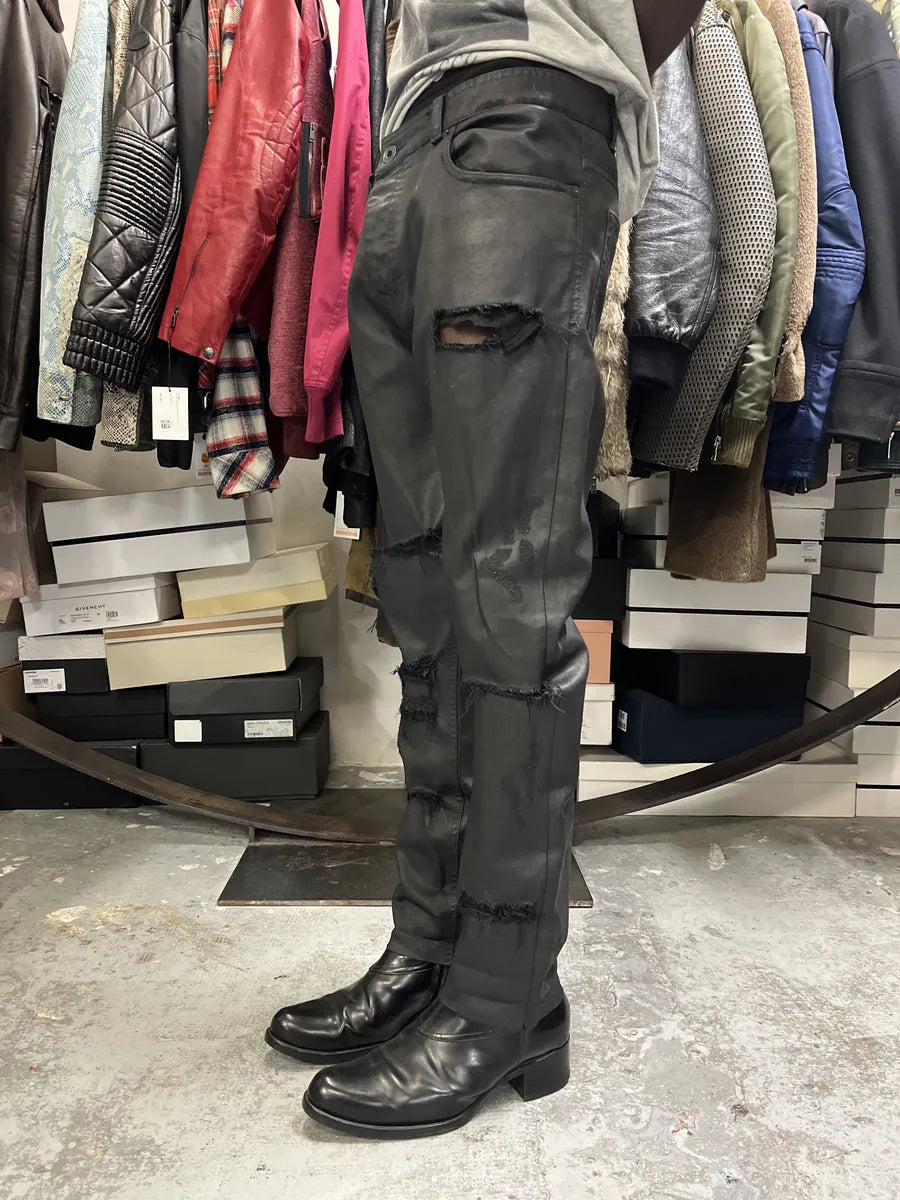 Diesel Black Gold Black Waxed Effect Leather Obscure Pants ARDeJgp 2