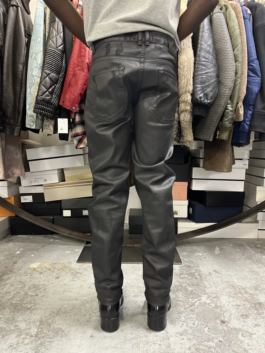 Diesel Black Gold Black Waxed Effect Leather Obscure Pants ARDeJgp 3