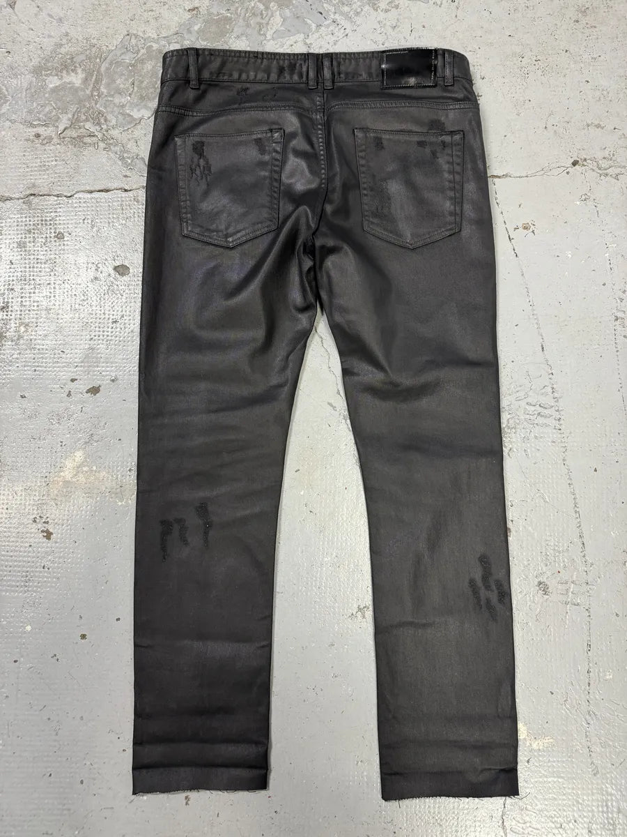 Diesel Black Gold Black Waxed Effect Leather Obscure Pants ARDeJgp 4