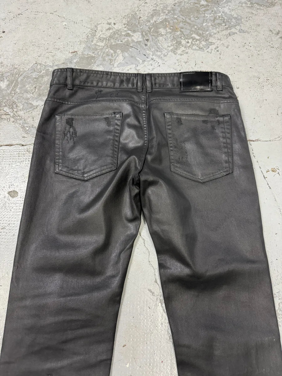 Diesel Black Gold Black Waxed Effect Leather Obscure Pants ARDeJgp 8