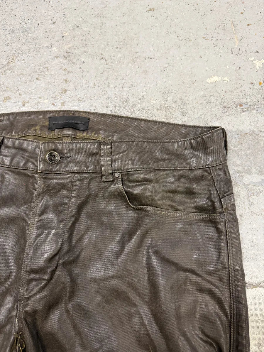 Diesel Black Gold Brown Cow Leather Dark Pants hqrMtWG 10