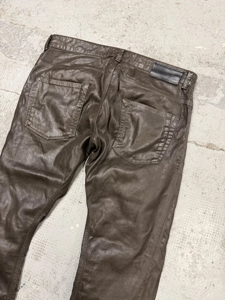 Diesel Black Gold Brown Cow Leather Dark Pants hqrMtWG 5