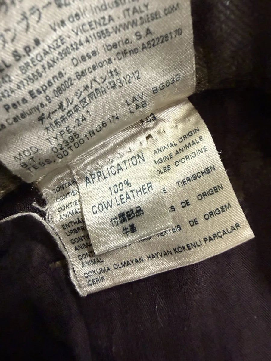 Diesel Black Gold Brown Cow Leather Dark Pants hqrMtWG 8