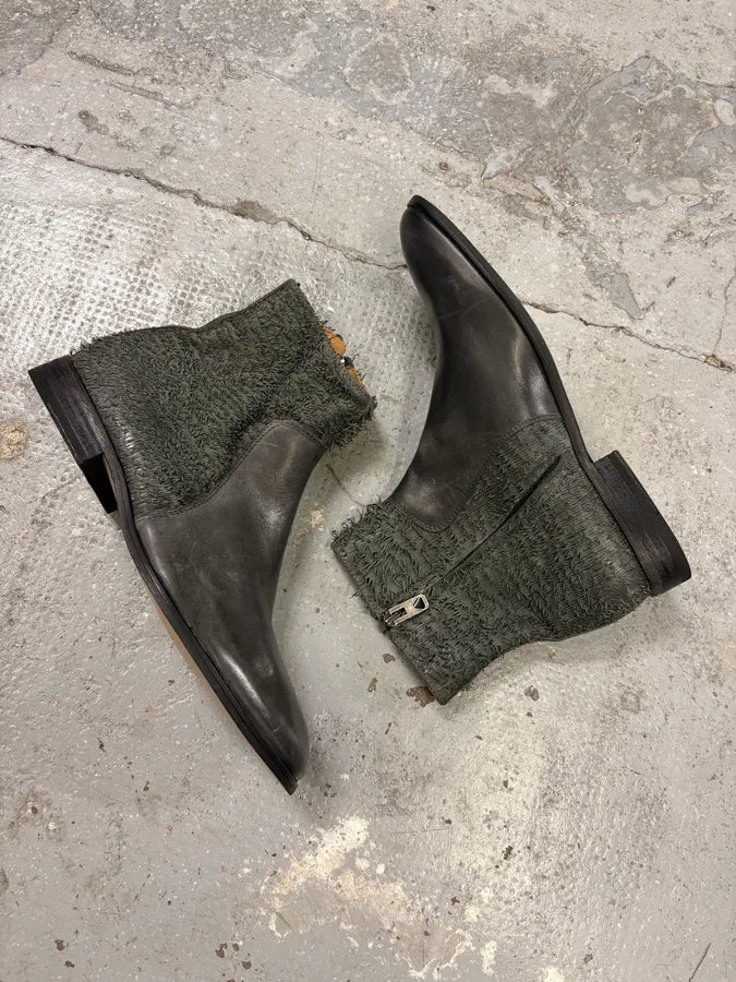 Diesel Black Gold Brown Hybrid Leather Plushed Boots JyDsjxc 5