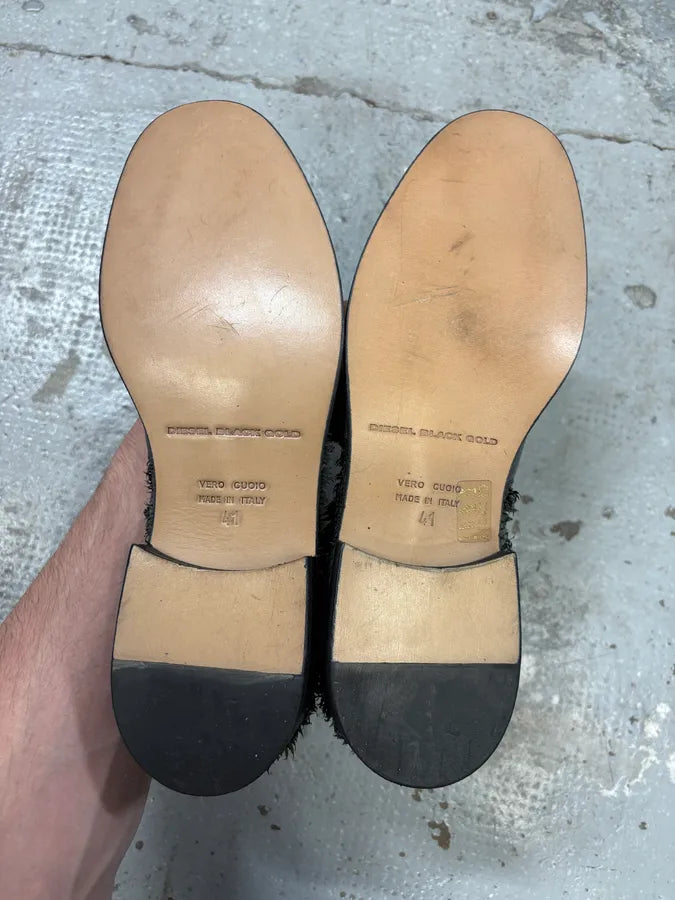 Diesel Black Gold Brown Hybrid Leather Plushed Boots JyDsjxc 7