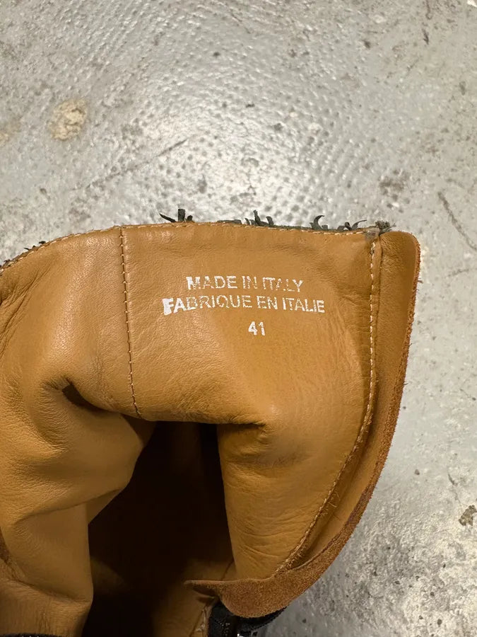 Diesel Black Gold Brown Hybrid Leather Plushed Boots JyDsjxc 8