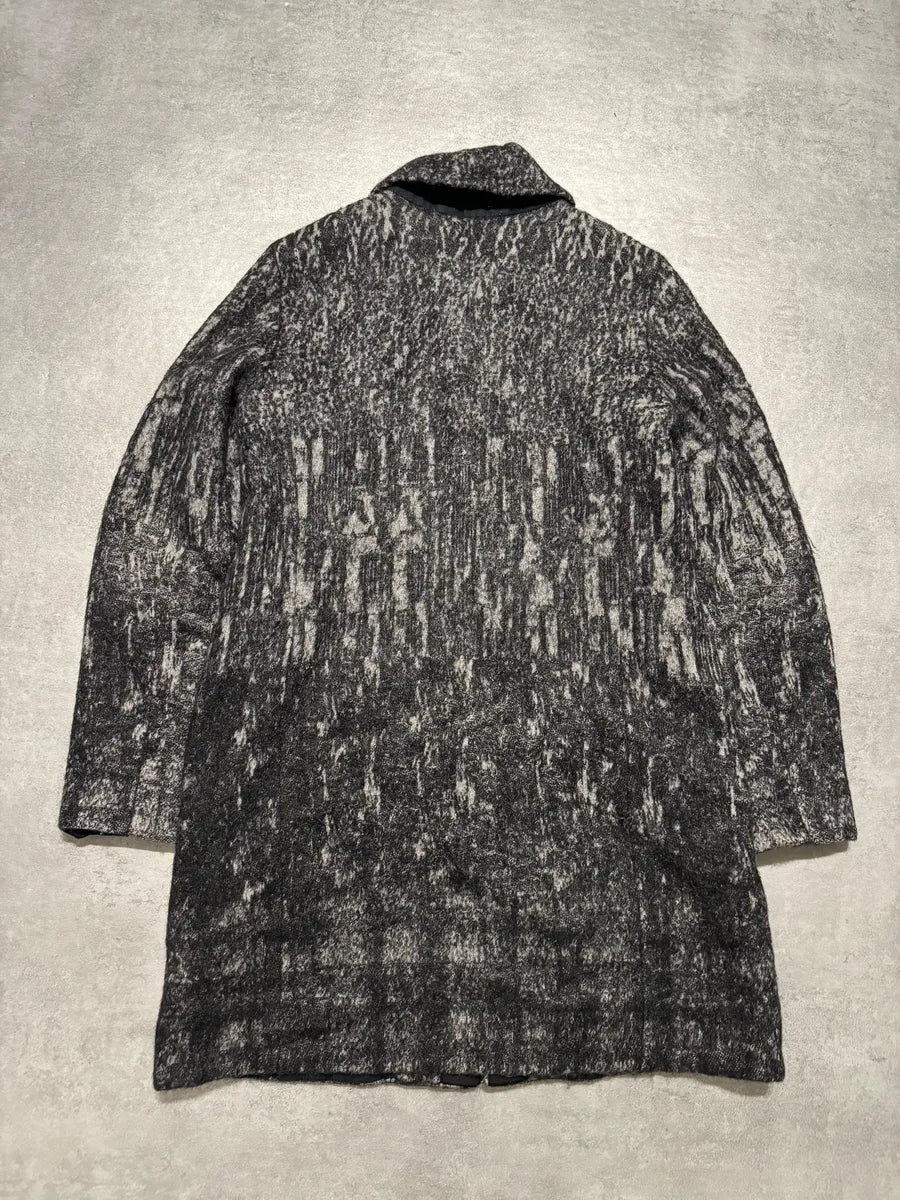 Diesel Black Gold Grey Blurred Wool Long Buttoned Coat kTnItMx 3