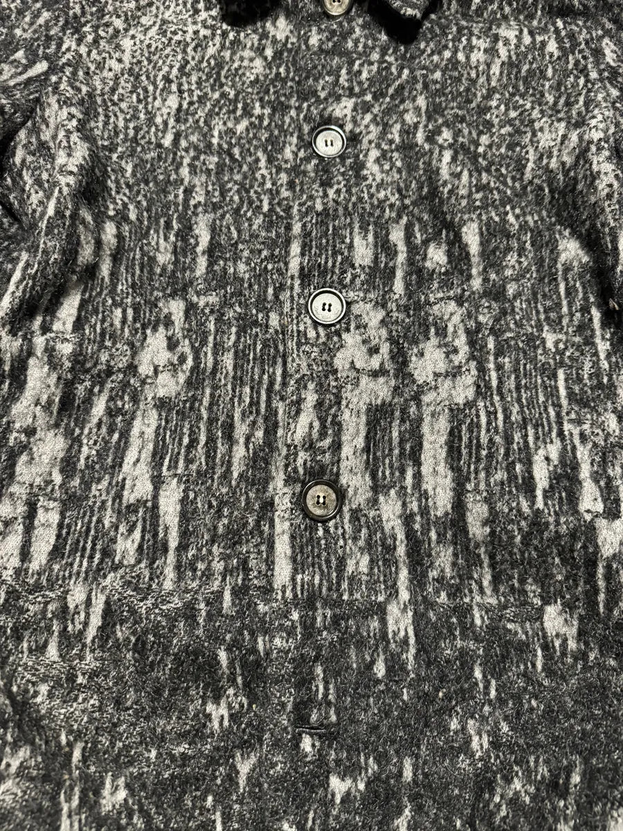 Diesel Black Gold Grey Blurred Wool Long Buttoned Coat kTnItMx 8