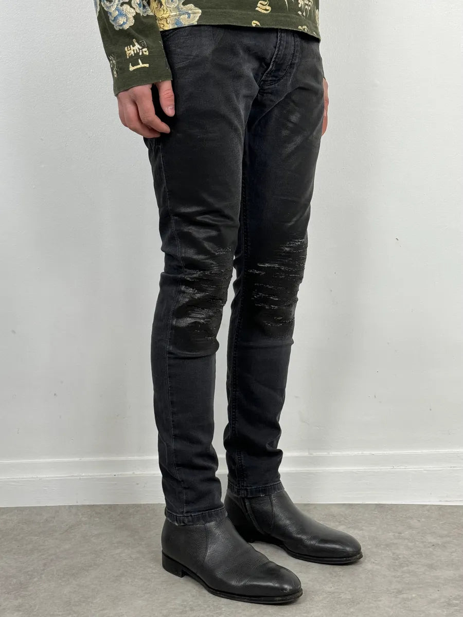 Diesel Black Gold Grey Distressed Denim Jeans tEmMwZQ 2