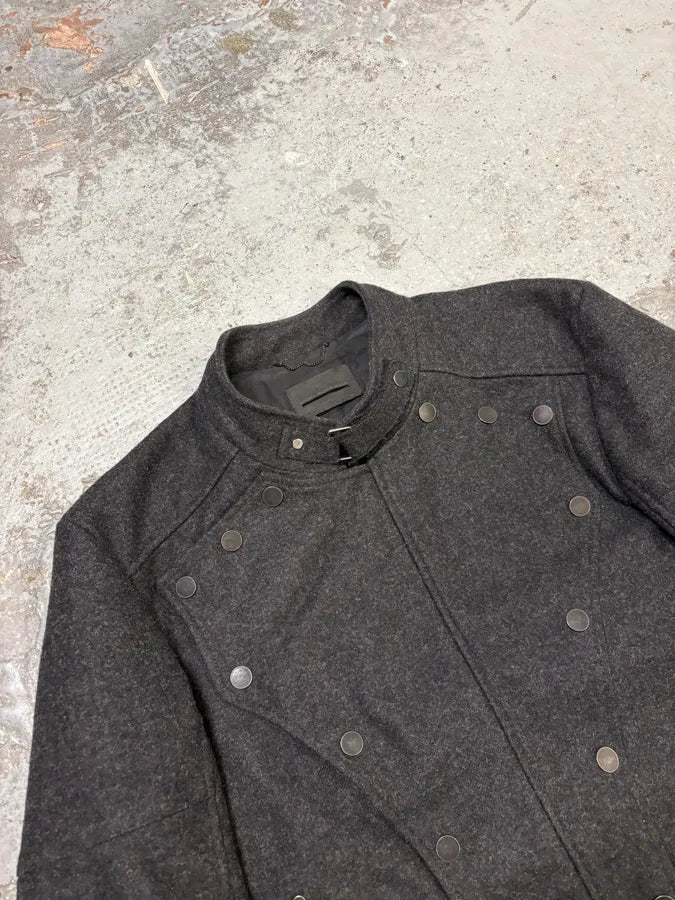 Diesel Black Gold Grey Wool Officer Buttoned Biker Jacket JwCBUsX 4