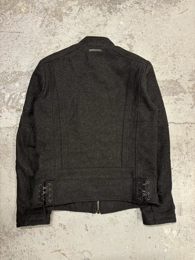 Diesel Black Gold Grey Wool Officer Buttoned Biker Jacket JwCBUsX 5