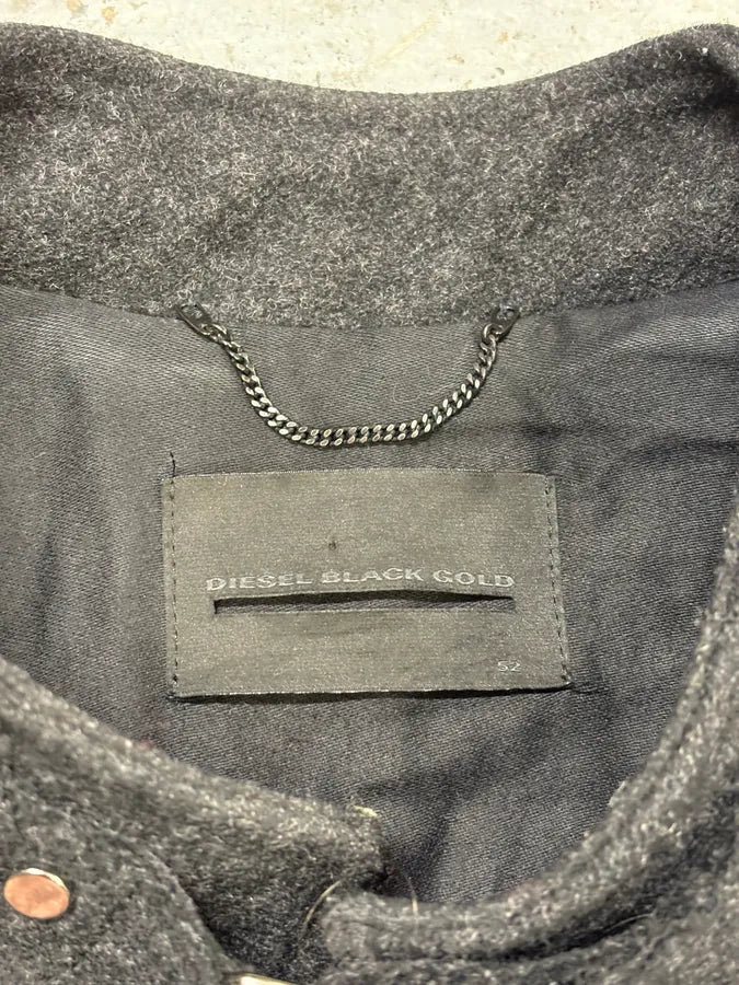 Diesel Black Gold Grey Wool Officer Buttoned Biker Jacket JwCBUsX 10