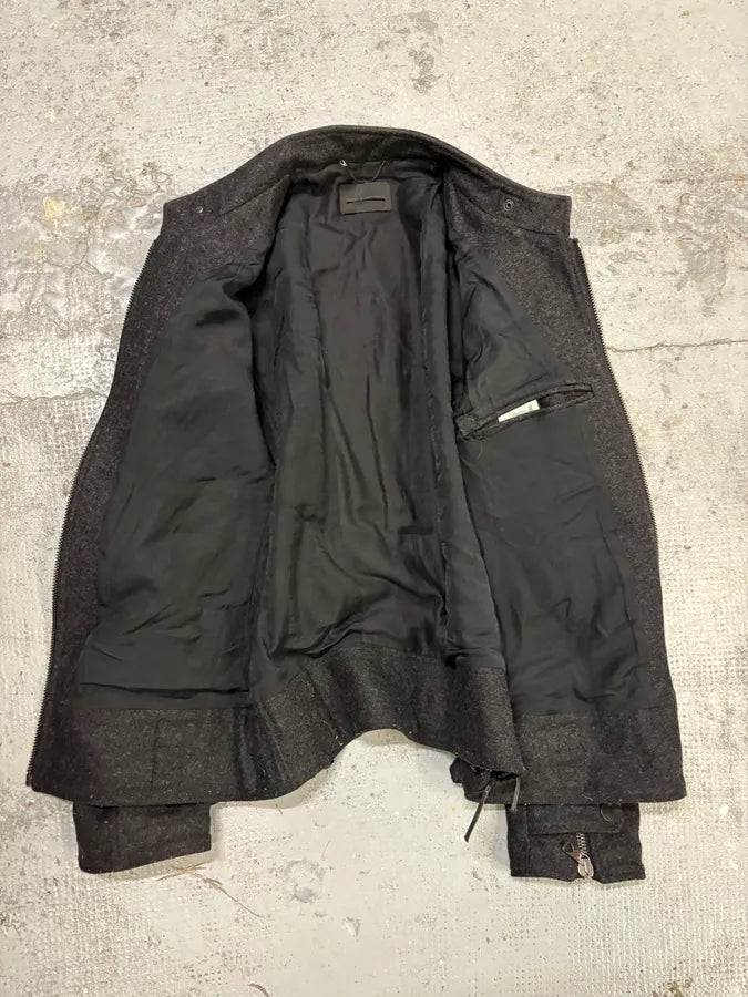 Diesel Black Gold Grey Wool Officer Buttoned Biker Jacket JwCBUsX 6