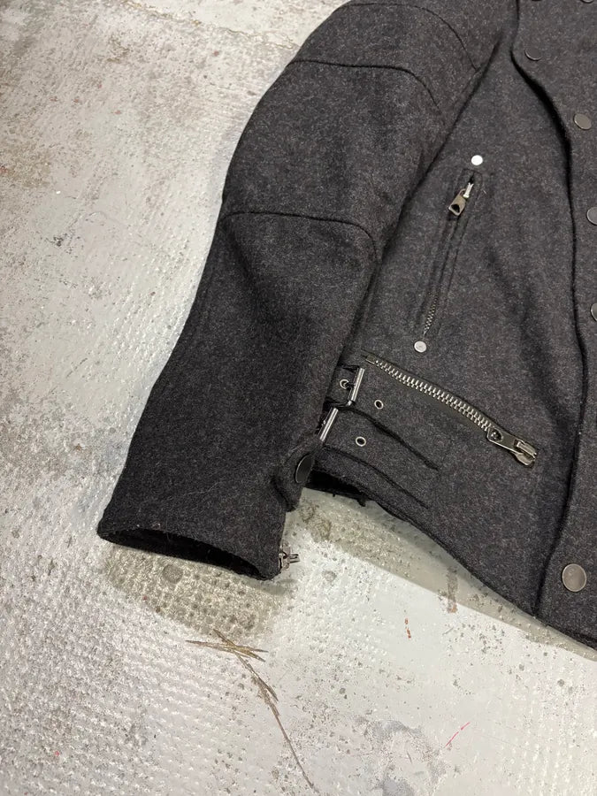 Diesel Black Gold Grey Wool Officer Buttoned Biker Jacket JwCBUsX 7