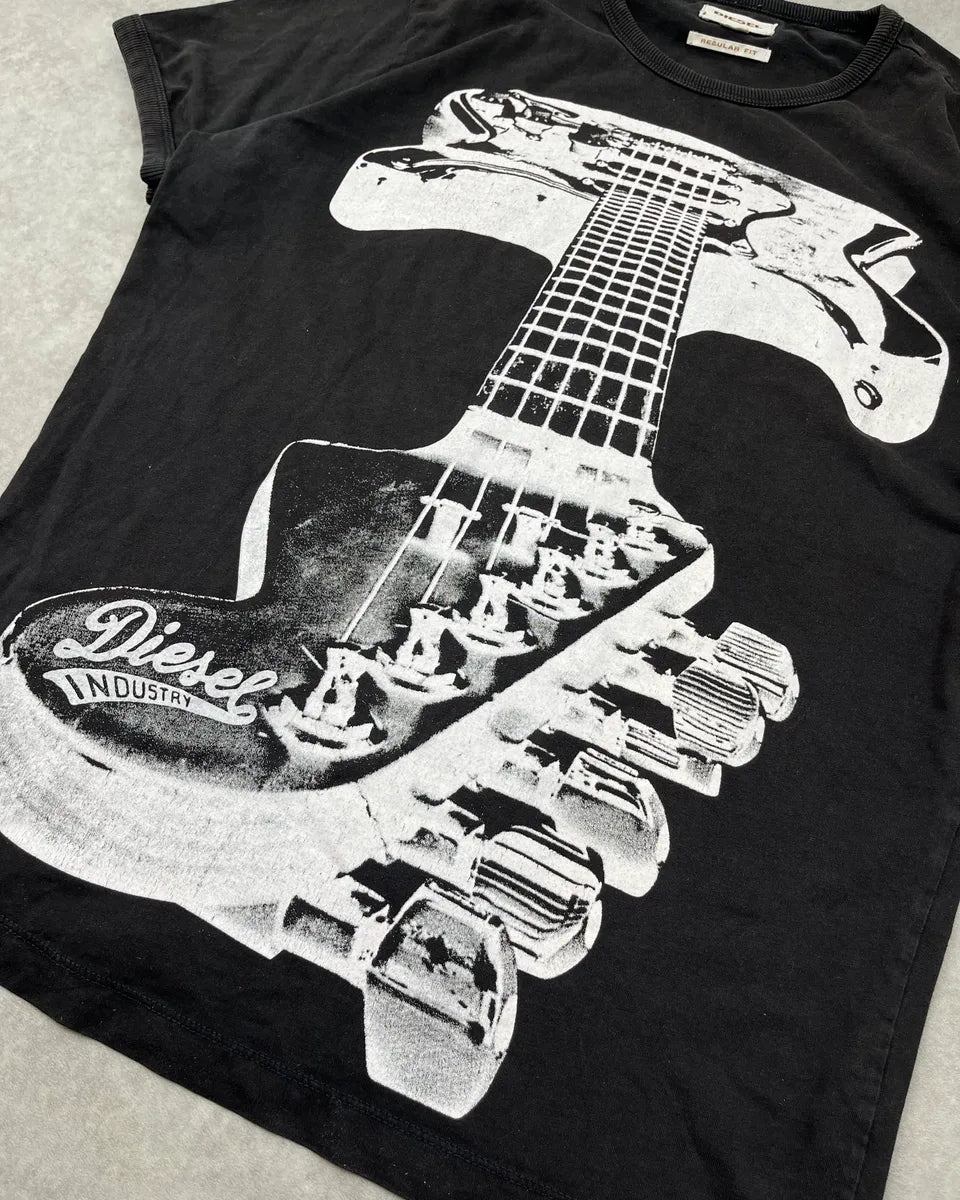 Diesel Black Guitar Rock T-Shirt YyfvSsL 5