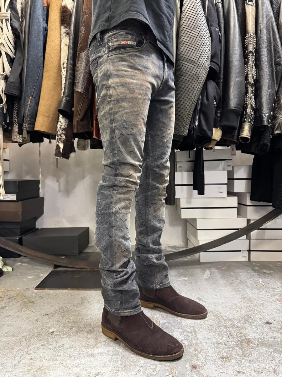 Diesel Black Label Blue Special Bleached Effect Slim Jeans LajOSdg 2