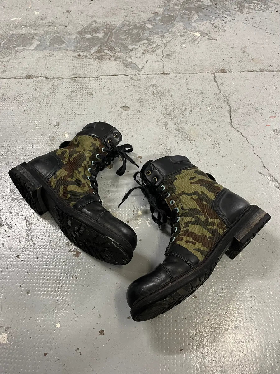 Diesel Black Leather & Camo Combat Boots VUDKffA 1