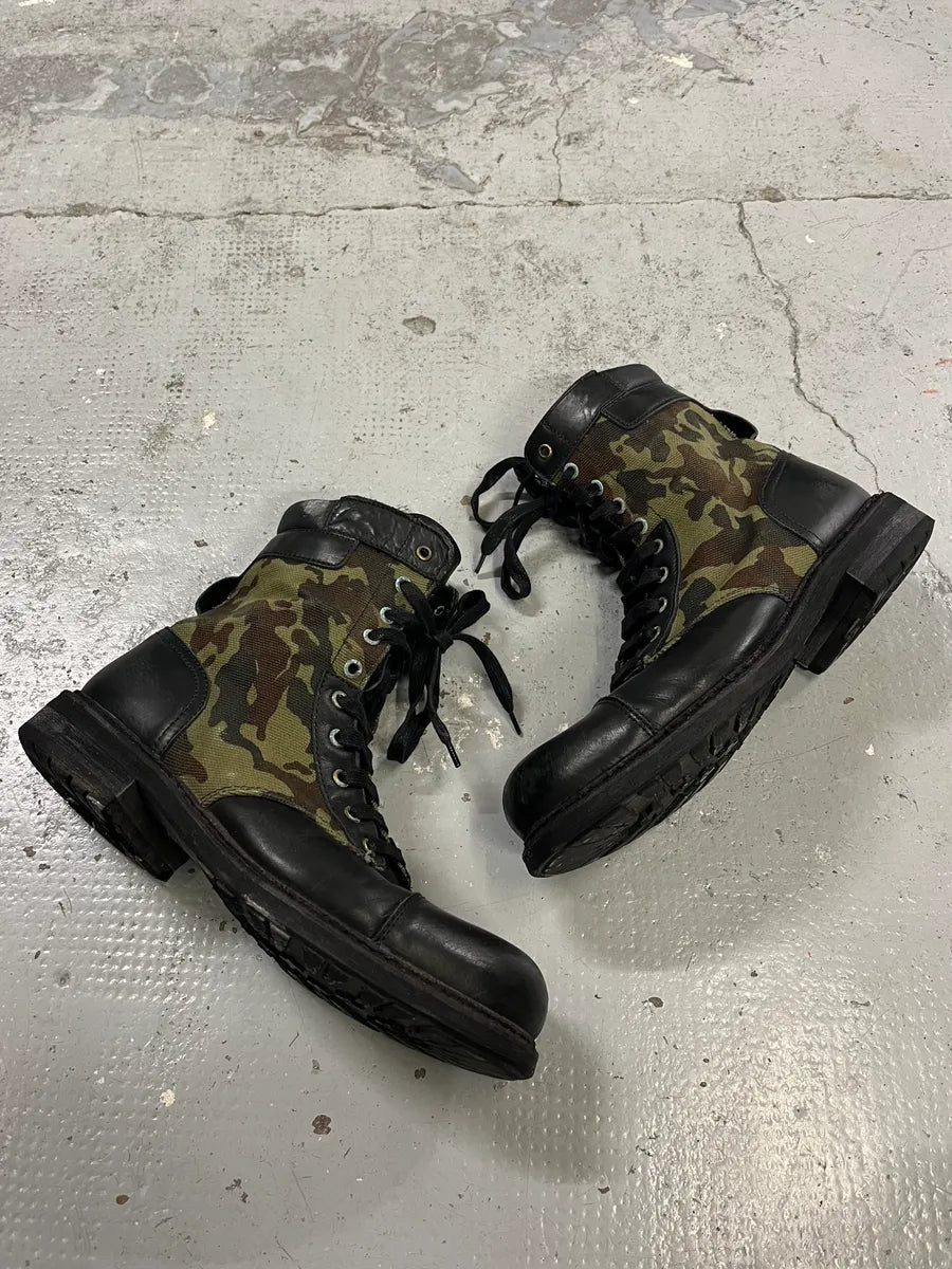 Diesel Black Leather & Camo Combat Boots VUDKffA 2