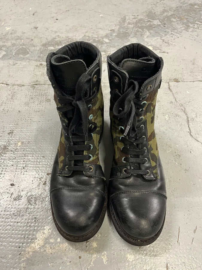 Diesel Black Leather & Camo Combat Boots VUDKffA 4