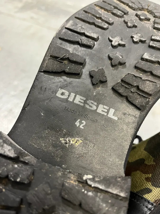 Diesel Black Leather & Camo Combat Boots VUDKffA 7