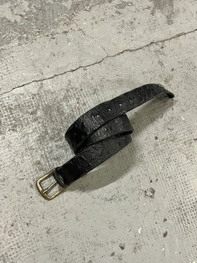 Diesel Black Ostrich Effect Studded Leather Belt  SBQUcdx 2