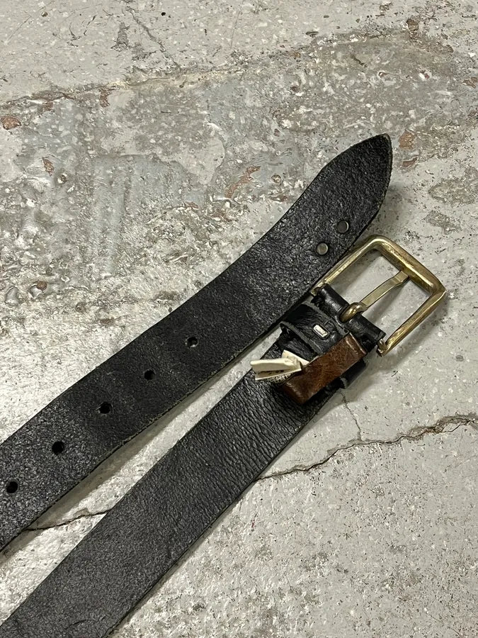 Diesel Black Ostrich Effect Studded Leather Belt  SBQUcdx 4