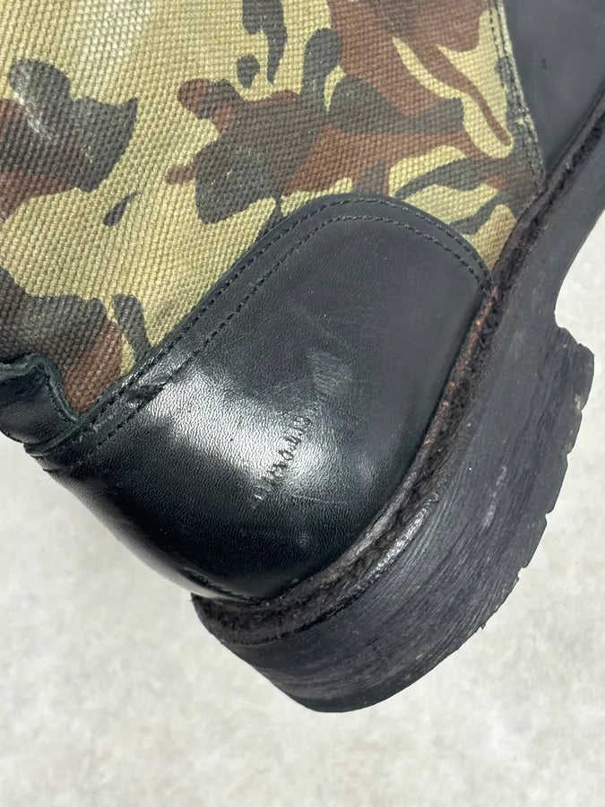 Diesel Black Leather Camouflage Military Lace-Up Boots ShYQVwP 17