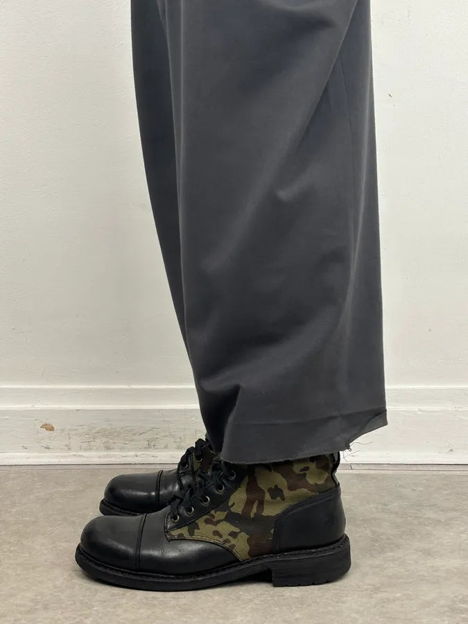 Diesel Black Leather Camouflage Military Lace-Up Boots ShYQVwP 2