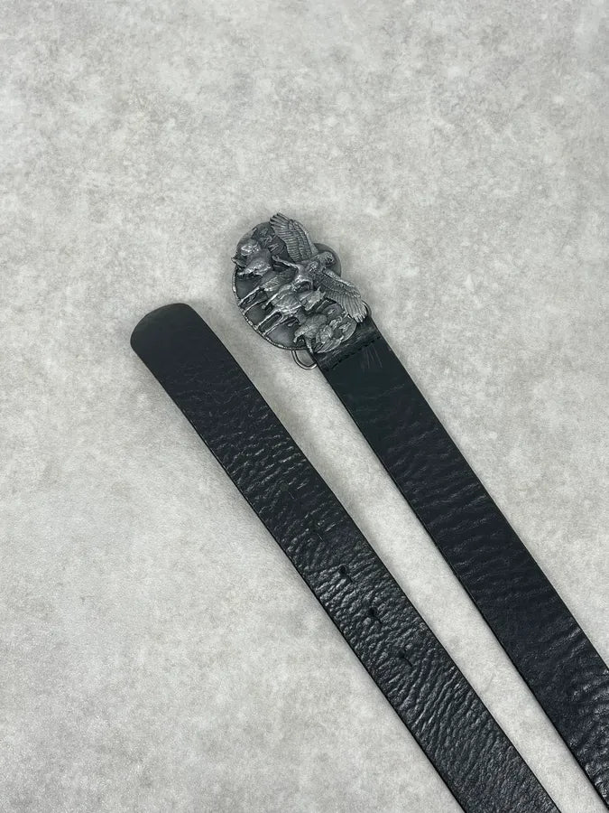Diesel Black Leather Farm Avant-Garde Buckle Belt nFHvuow 2