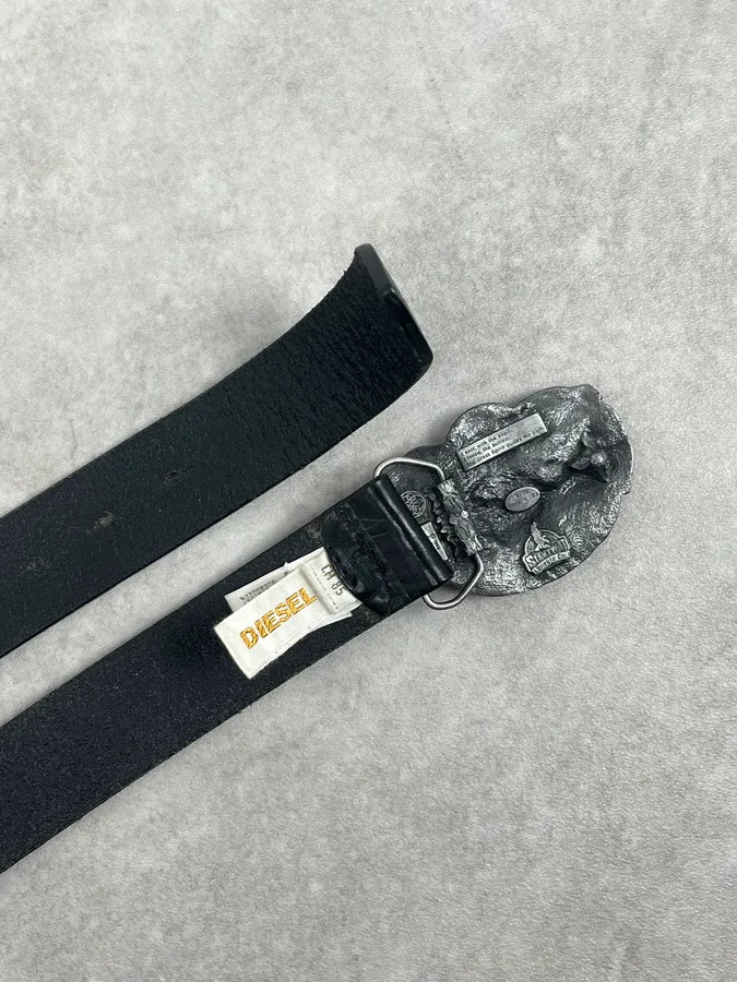 Diesel Black Leather Farm Avant-Garde Buckle Belt nFHvuow 4