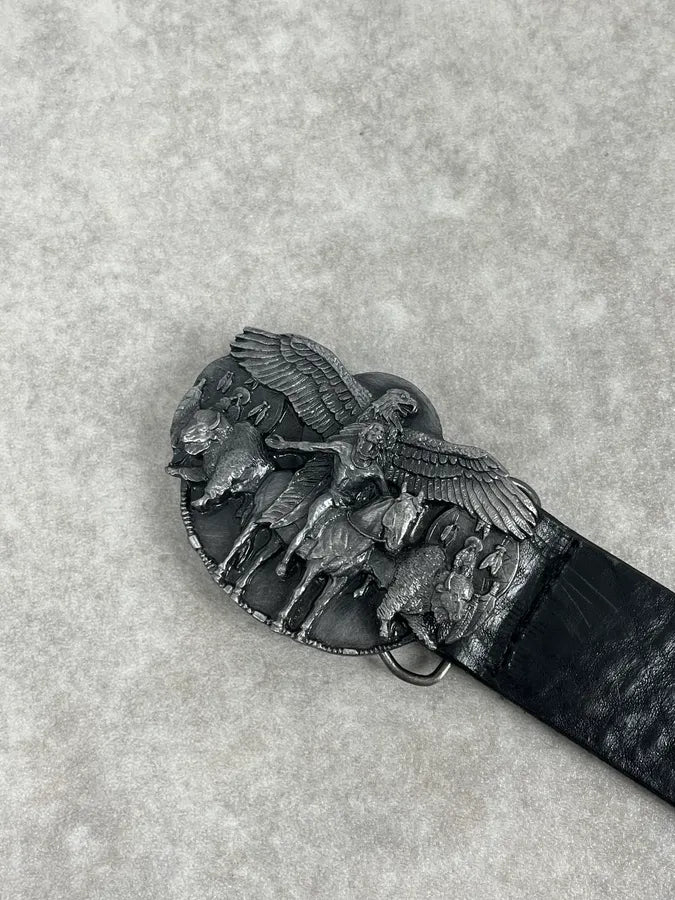 Diesel Black Leather Farm Avant-Garde Buckle Belt nFHvuow 3
