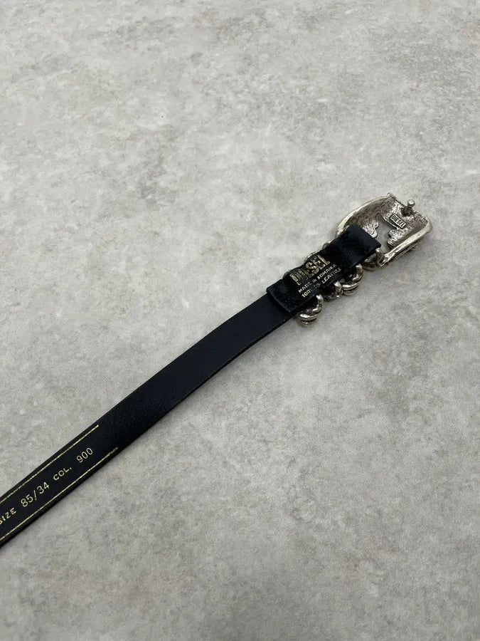 Diesel Black Minimalist Contemporary Leather Belt EtTNNve 6