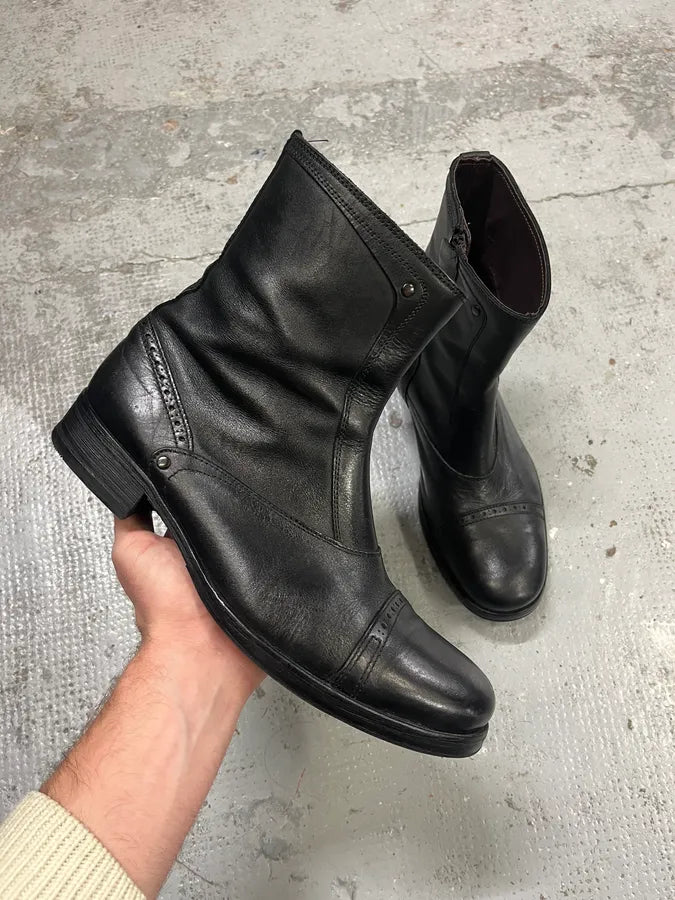 Diesel Black Minimalist Leather Boots cjwBqRG 0