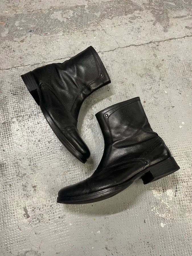 Diesel Black Minimalist Leather Boots cjwBqRG 5
