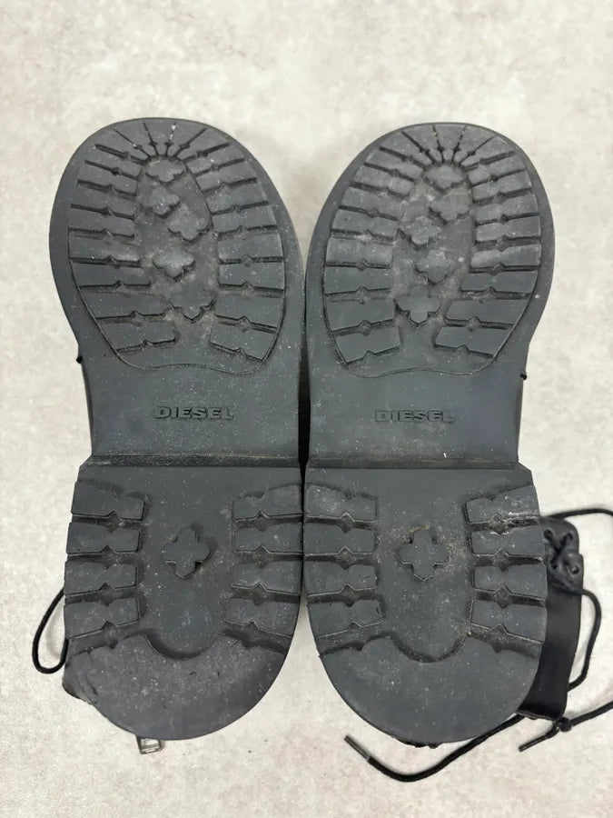 Diesel Black Multilaced Combat Leather Boots sKUCoeO 8