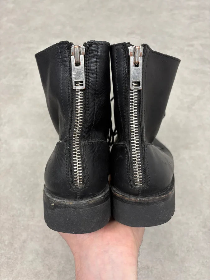 Diesel Black Multilaced Combat Leather Boots sKUCoeO 6