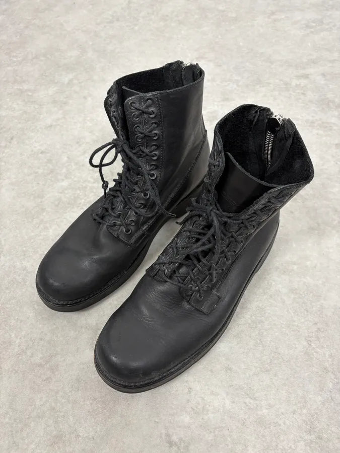 Diesel Black Multilaced Combat Leather Boots sKUCoeO 2