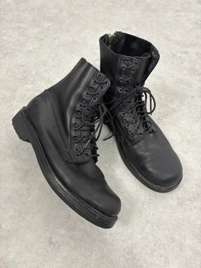 Diesel Black Multilaced Combat Leather Boots sKUCoeO 4