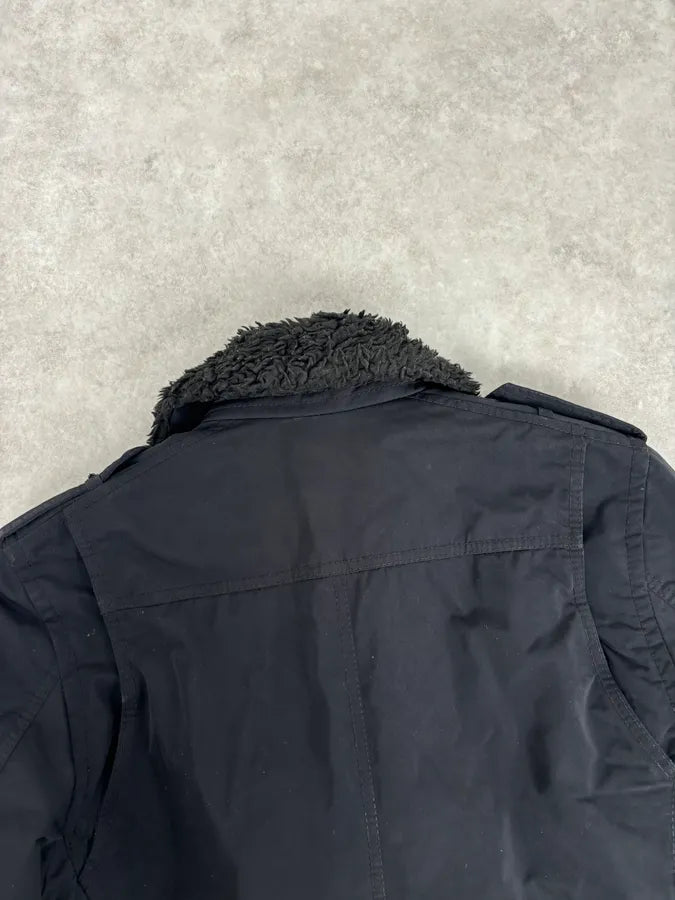 Diesel Black Nylon Sherpa Collar Bomber Jacket  rHzvTbV 5
