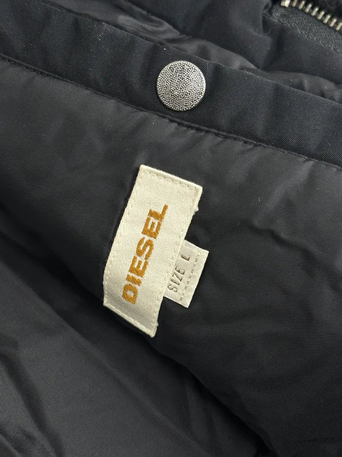 Diesel Black Nylon Sherpa Collar Bomber Jacket  rHzvTbV 8