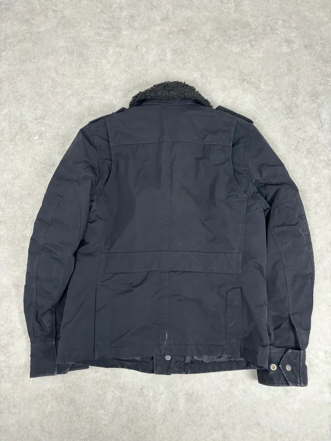 Diesel Black Nylon Sherpa Collar Bomber Jacket  rHzvTbV 4
