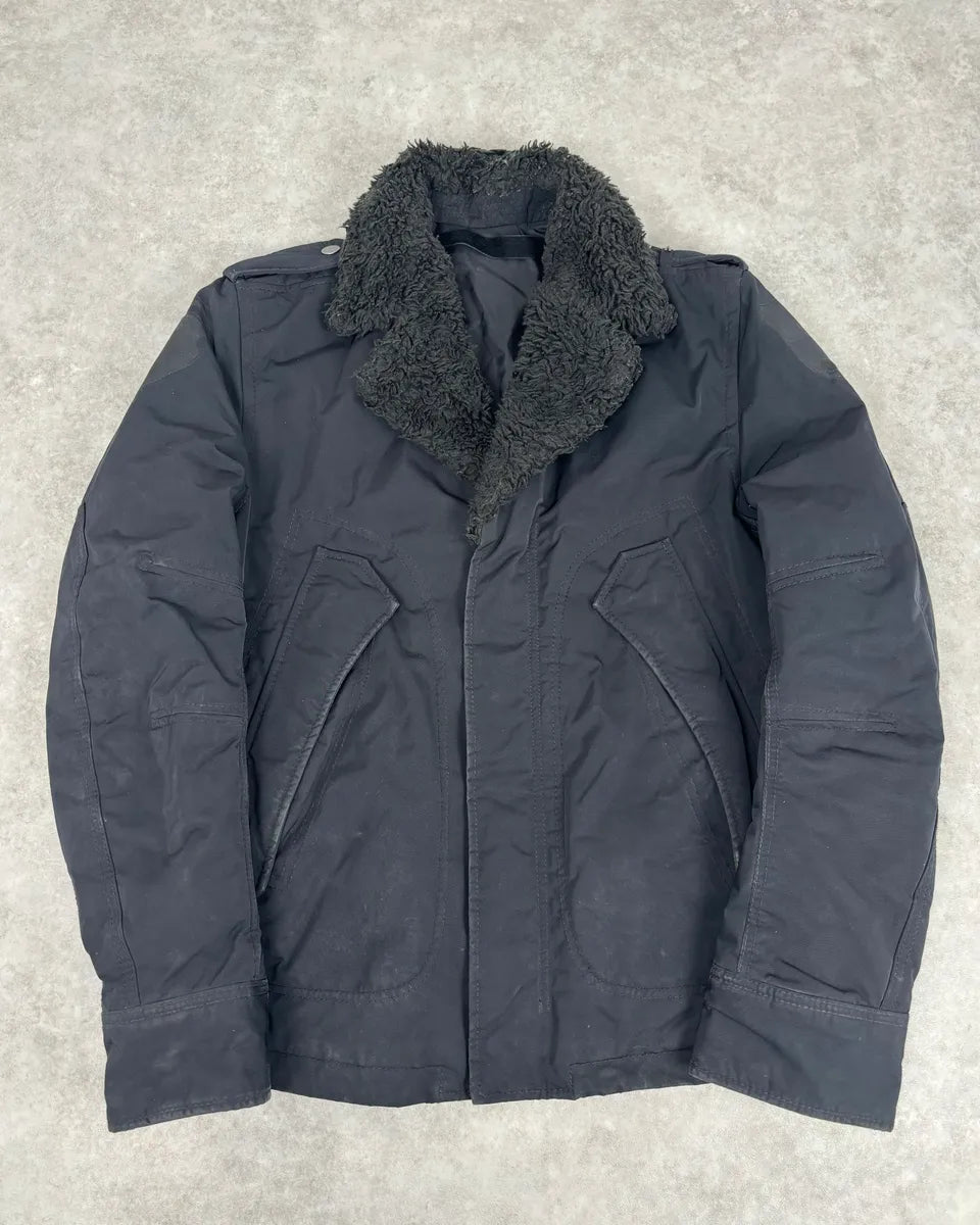 Diesel Black Nylon Sherpa Collar Bomber Jacket  rHzvTbV 0